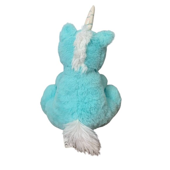 Pastel Blue Unicorn Plush Iridescent Horn Kellytoy Stuffed Animal Sitting Cute - Picture 3 of 10